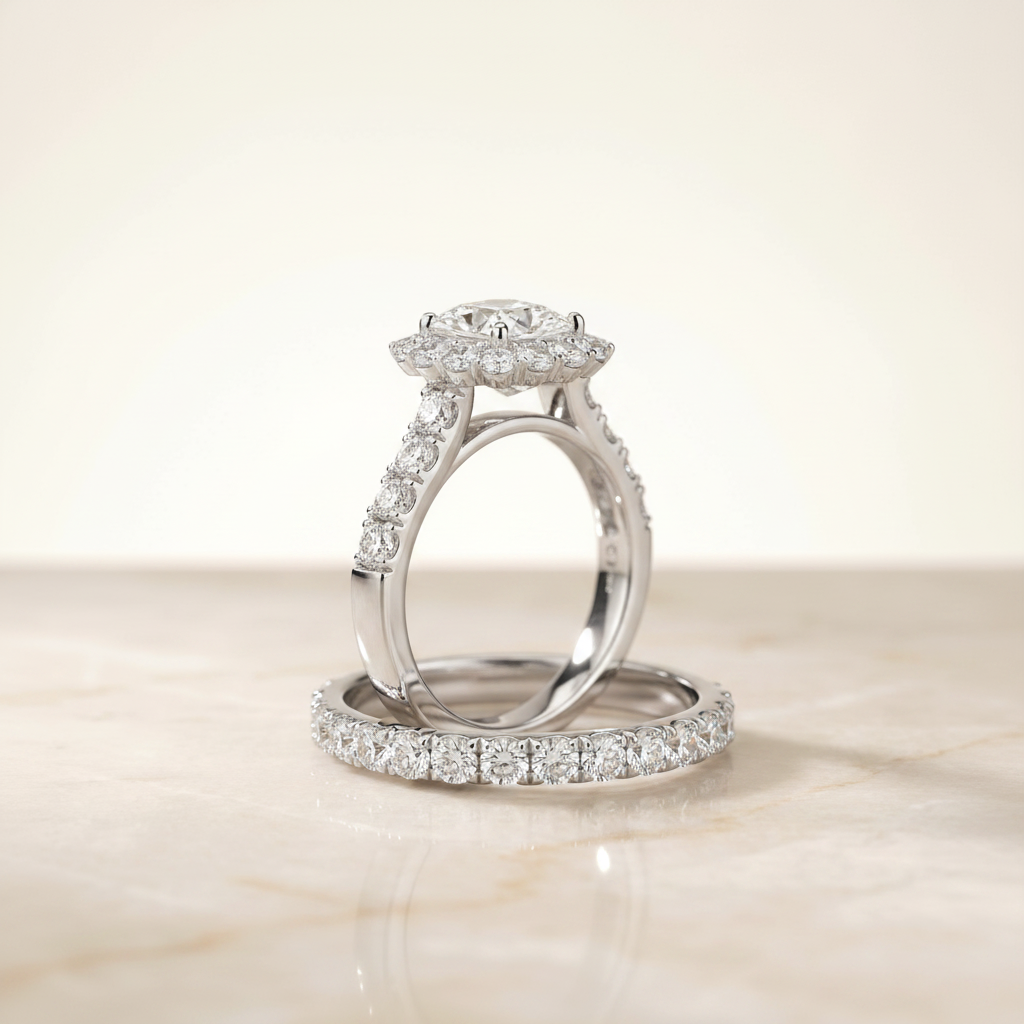 The Alannah Matching Wedding Band, Asscher in 18K White Gold | RockHer