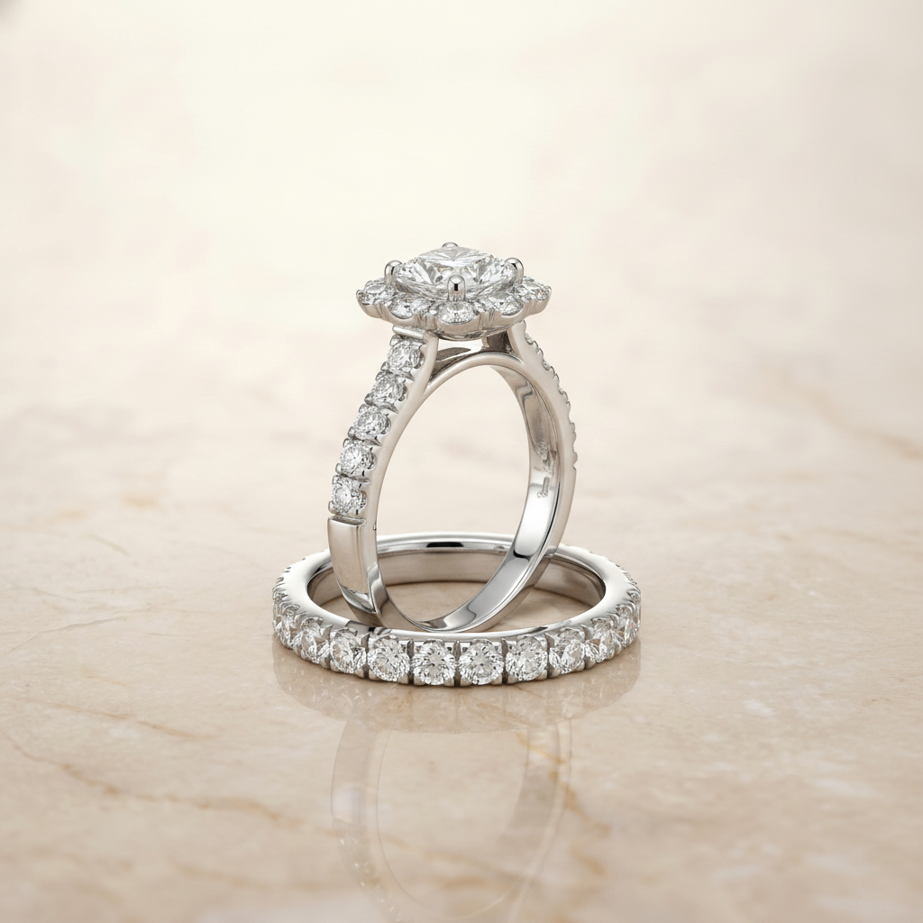 The Alannah Matching Wedding Band, Cushion in 18K White Gold | RockHer