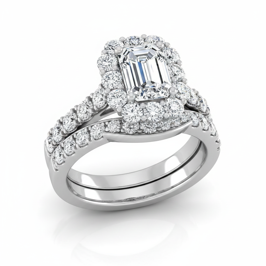 The Alannah Matching Wedding Band, Emerald in 18K White Gold | RockHer