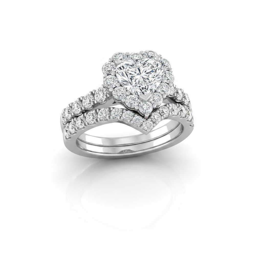 The Alannah Matching Wedding Band, Heart in 18K White Gold | RockHer