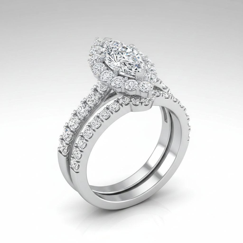 The Alannah Matching Wedding Band, Marquise in 18K White Gold | RockHer