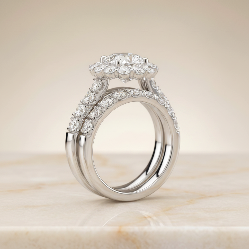The Alannah Matching Wedding Band, Oval in 18K White Gold | RockHer
