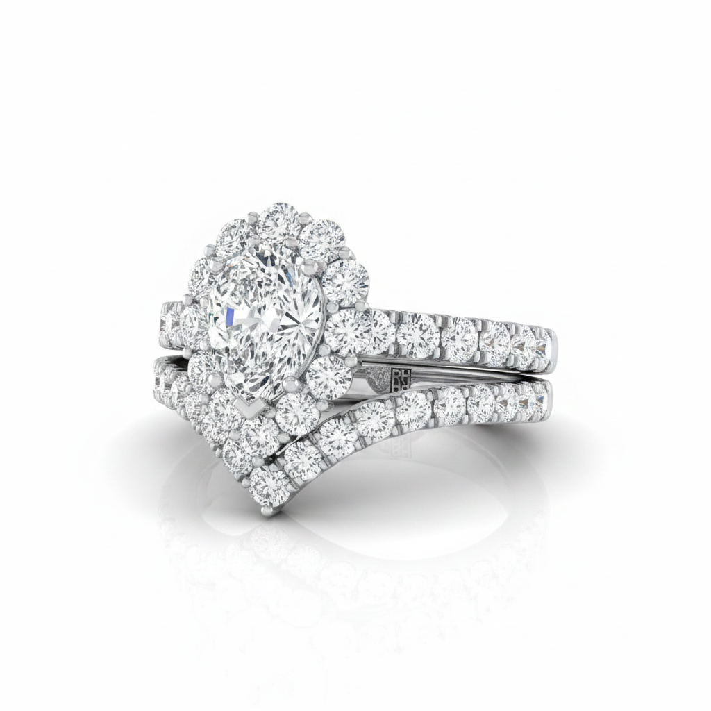 The Alannah Matching Wedding Band, Pear in 18K White Gold | RockHer