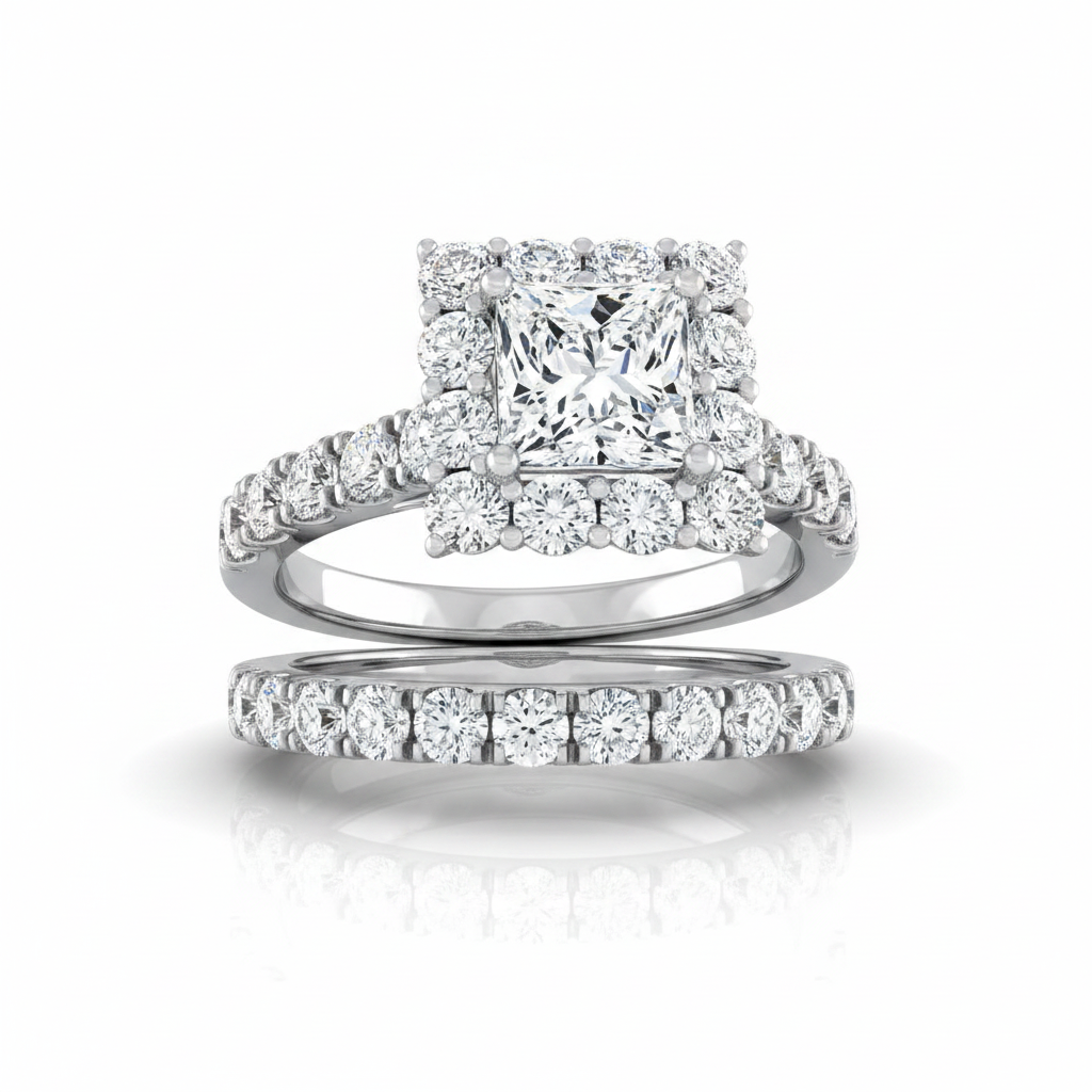 The Alannah Matching Wedding Band, Princess in 18K White Gold | RockHer