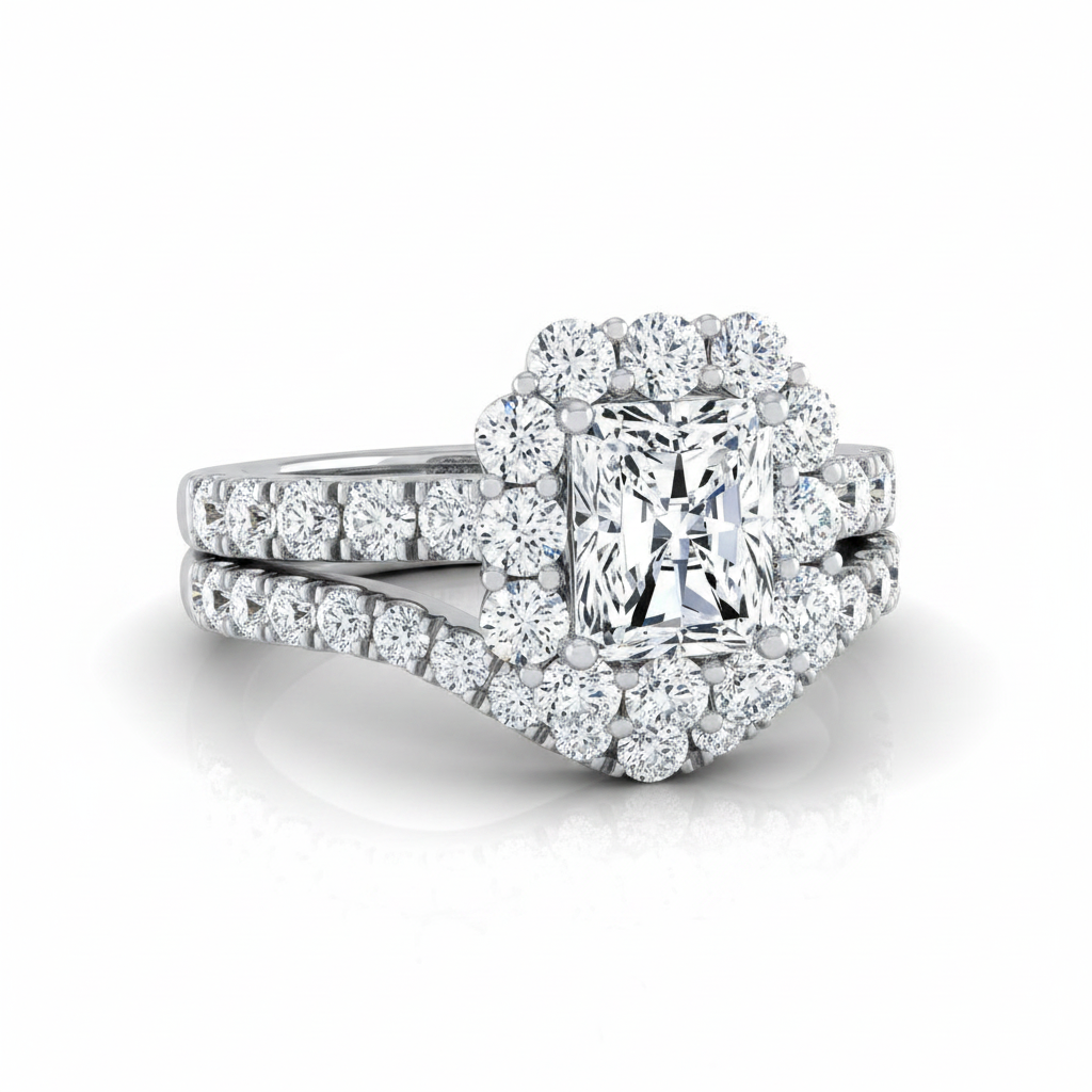 The Alannah Matching Wedding Band, Radiant in 18K White Gold | RockHer