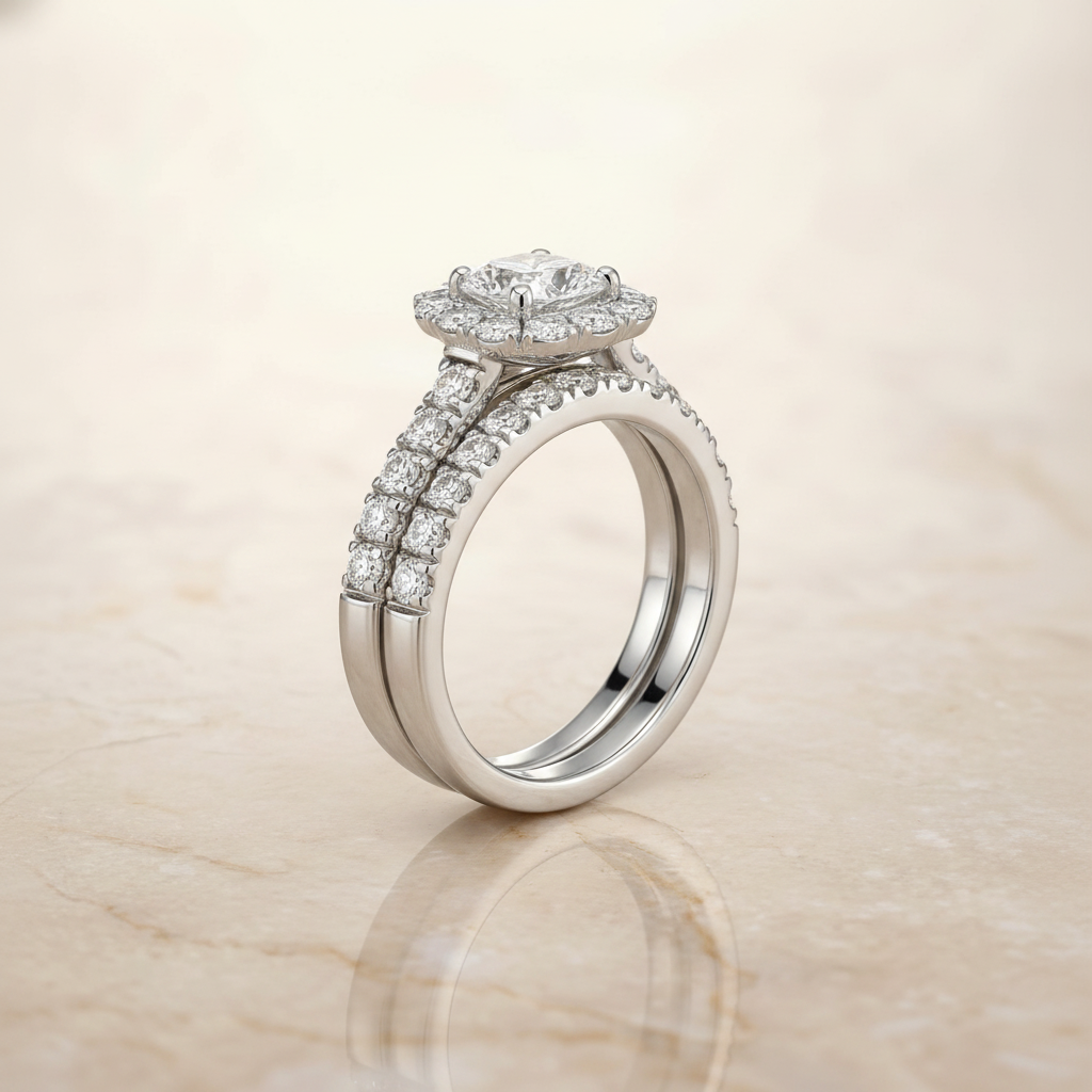 The Alannah Matching Wedding Band, Cushion in Platinum | RockHer