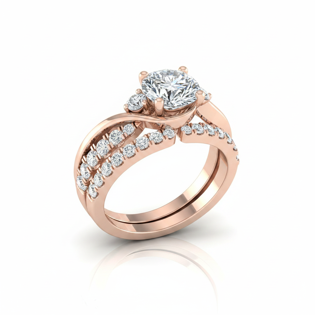 The Alice Matching Wedding Band, Round in 14K Rose Gold