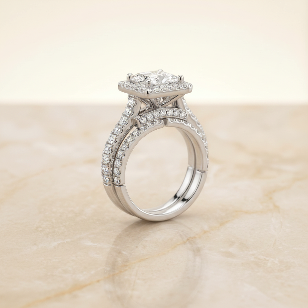 The Allegra Matching Wedding Band, Princess in Platinum