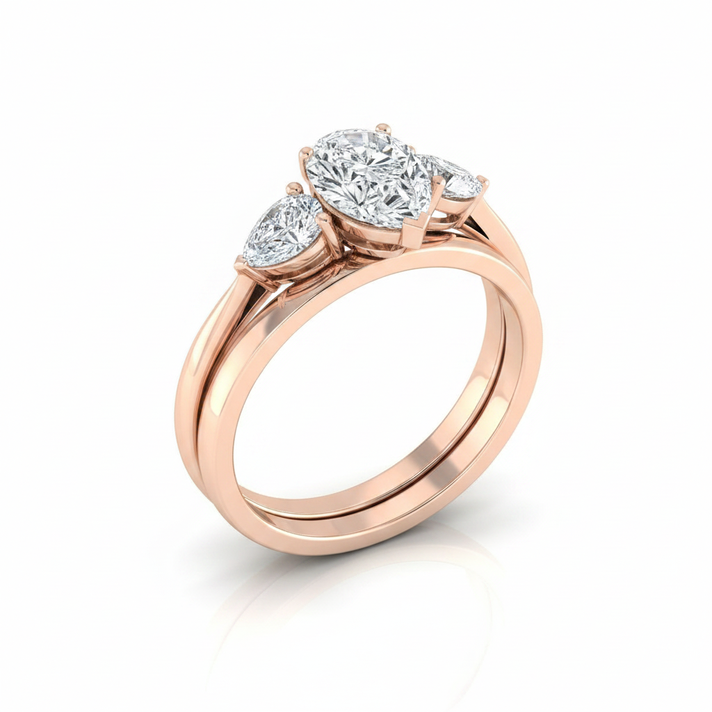 The Angelica Matching Wedding Band, Pear in 14K Rose Gold