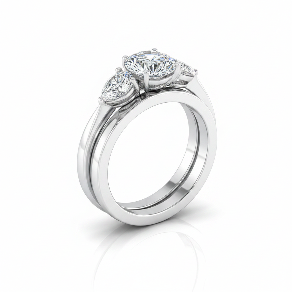 The Angelica Matching Wedding Band, Round in 18K White Gold