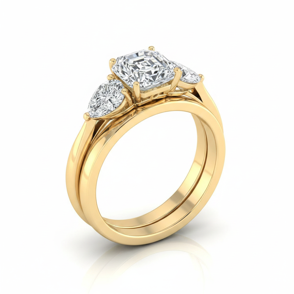 The Angelica Matching Wedding Band, Asscher in 18K Yellow Gold