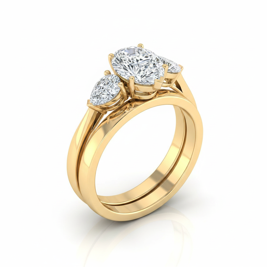 The Angelica Matching Wedding Band, Pear in 18K Yellow Gold