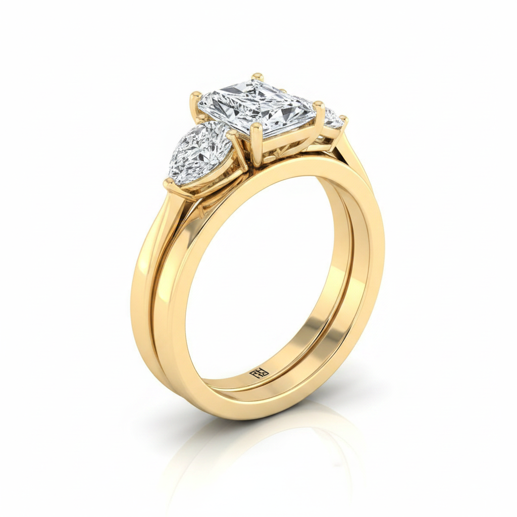 The Angelica Matching Wedding Band, Radiant in 18K Yellow Gold