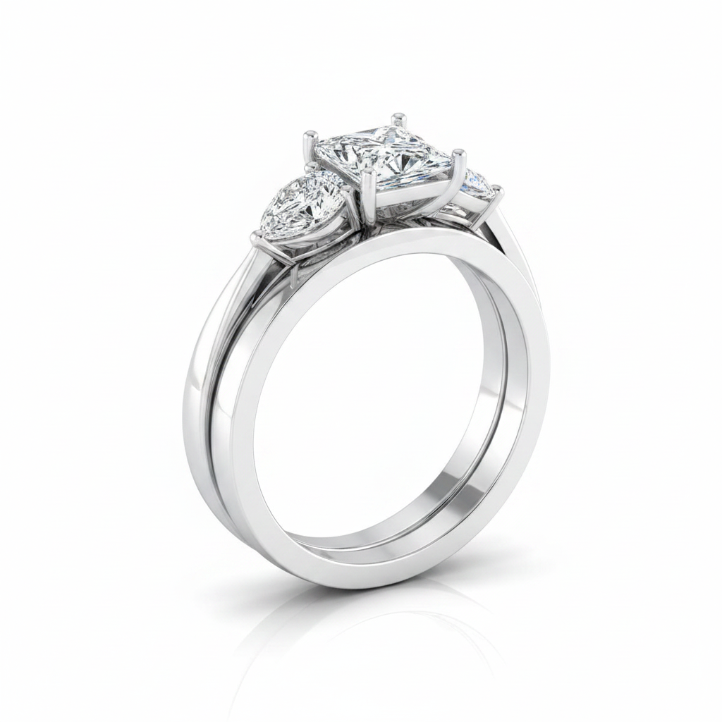 The Angelica Matching Wedding Band, Princess in Platinum