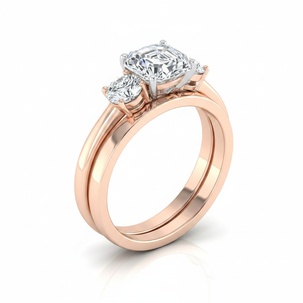 The Anita Matching Wedding Band, Asscher in 14K Rose Gold | RockHer