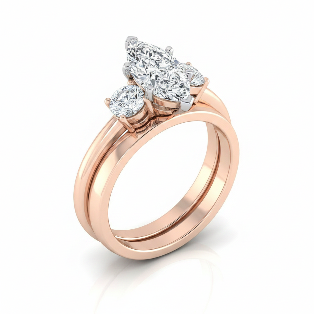 The Anita Matching Wedding Band, Marquise in 14K Rose Gold | RockHer