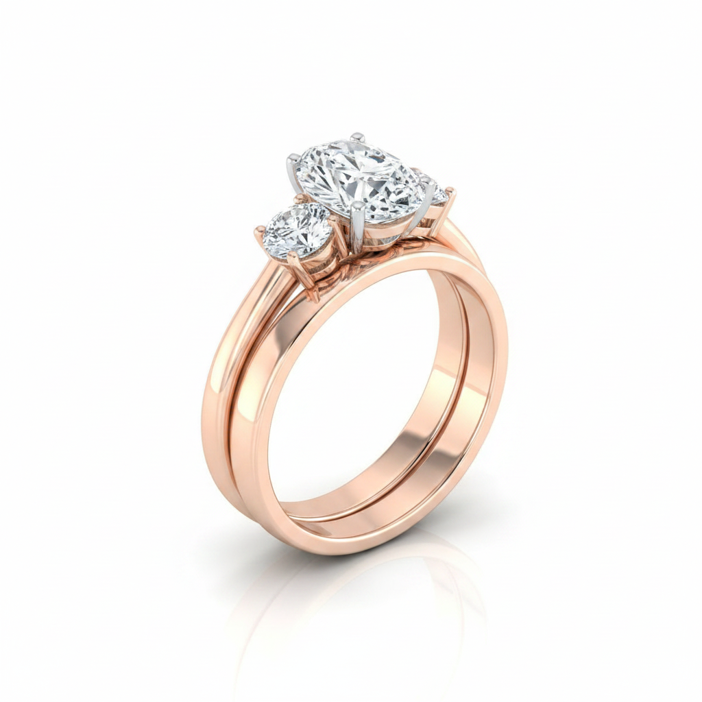 The Anita Matching Wedding Band, Oval in 14K Rose Gold | RockHer