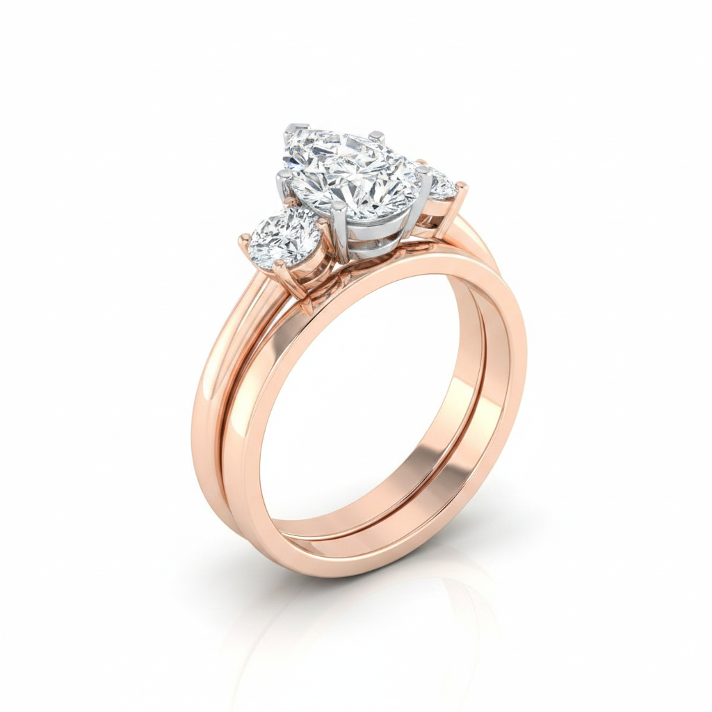 The Anita Matching Wedding Band, Pear in 14K Rose Gold | RockHer
