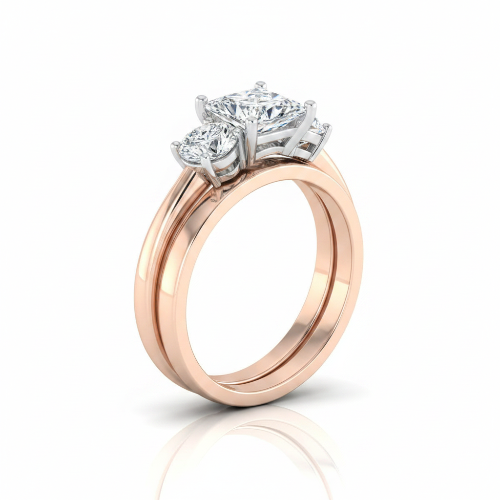 The Anita Matching Wedding Band, Princess in 14K Rose Gold | RockHer