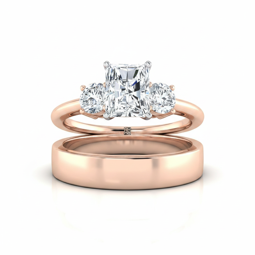 The Anita Matching Wedding Band, Radiant in 14K Rose Gold | RockHer