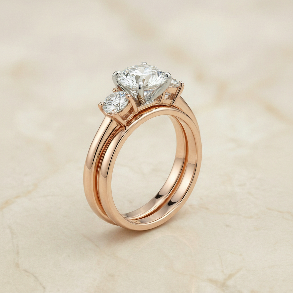 The Anita Matching Wedding Band, Round in 14K Rose Gold | RockHer
