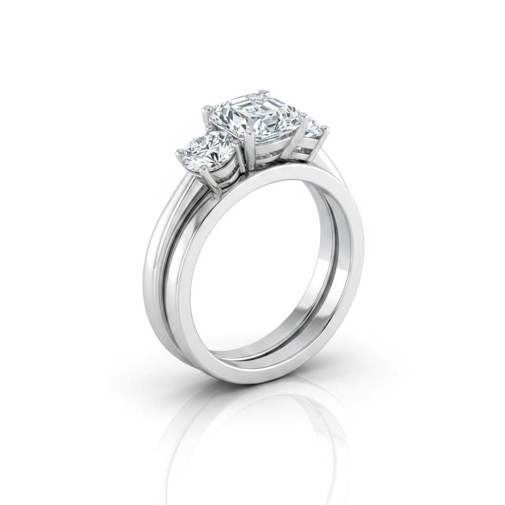 The Anita Matching Wedding Band, Asscher in 18K White Gold | RockHer