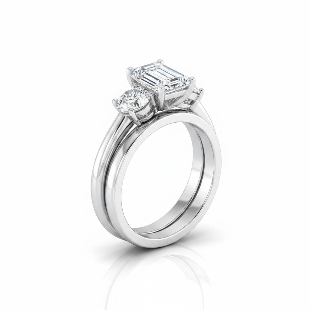 The Anita Matching Wedding Band, Emerald in 18K White Gold | RockHer