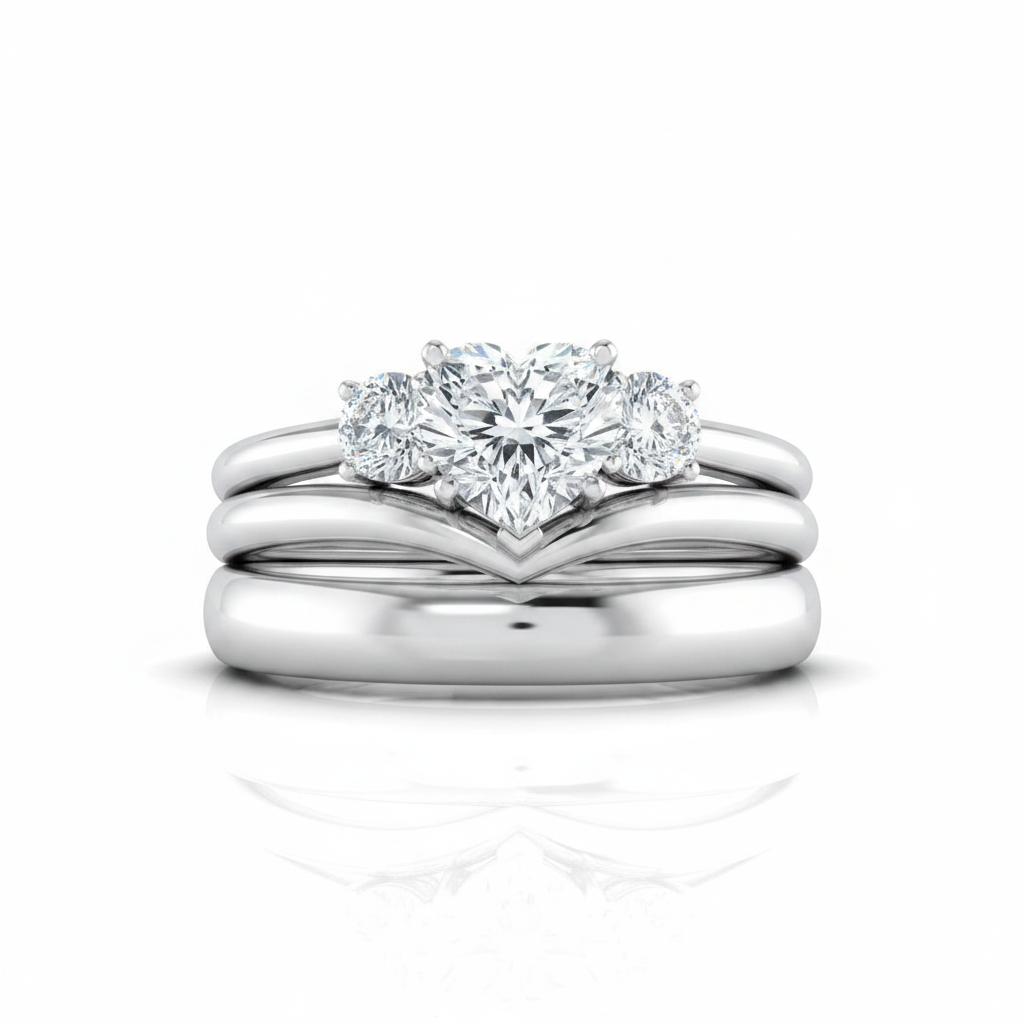 The Anita Matching Wedding Band, Heart in 18K White Gold | RockHer