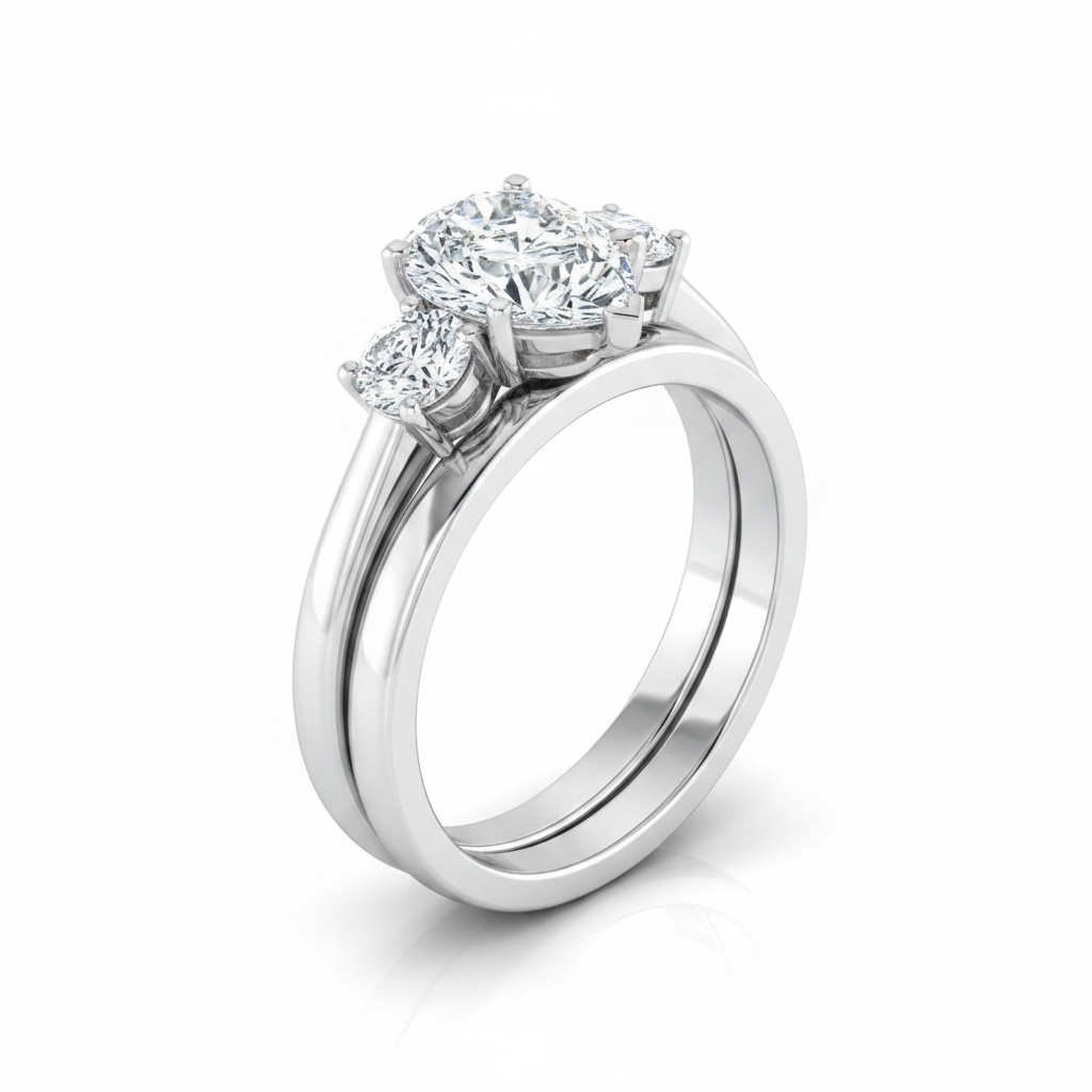 The Anita Matching Wedding Band, Pear in 18K White Gold | RockHer