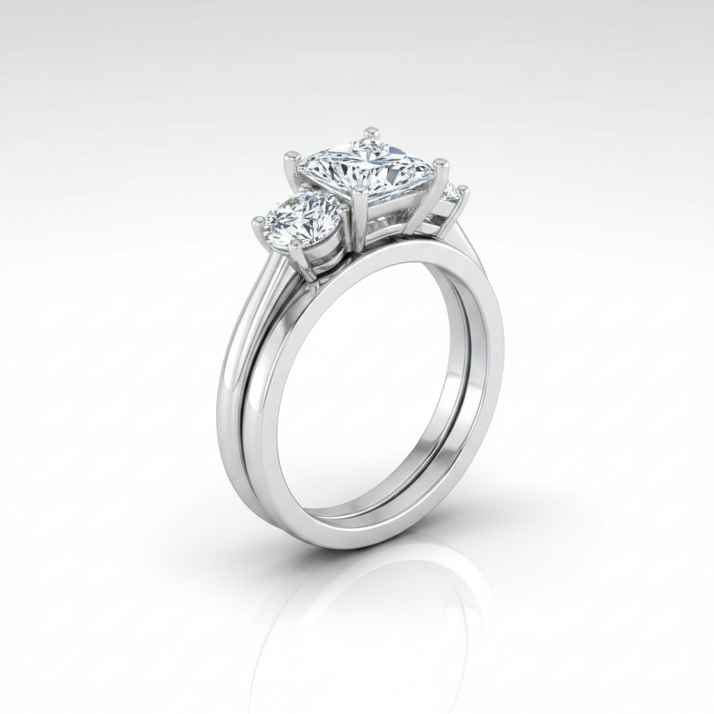 The Anita Matching Wedding Band, Princess in 18K White Gold | RockHer