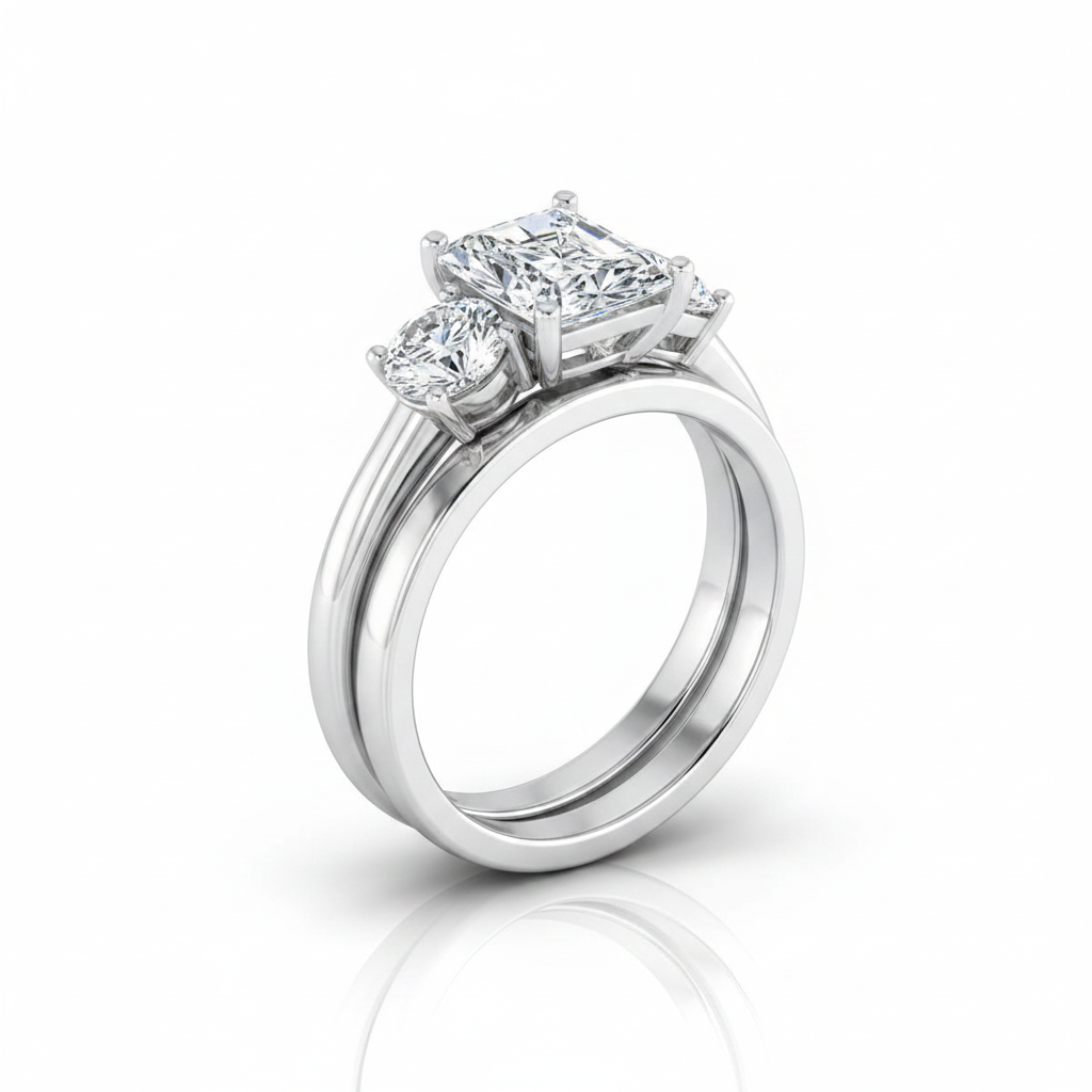 The Anita Matching Wedding Band, Radiant in 18K White Gold | RockHer