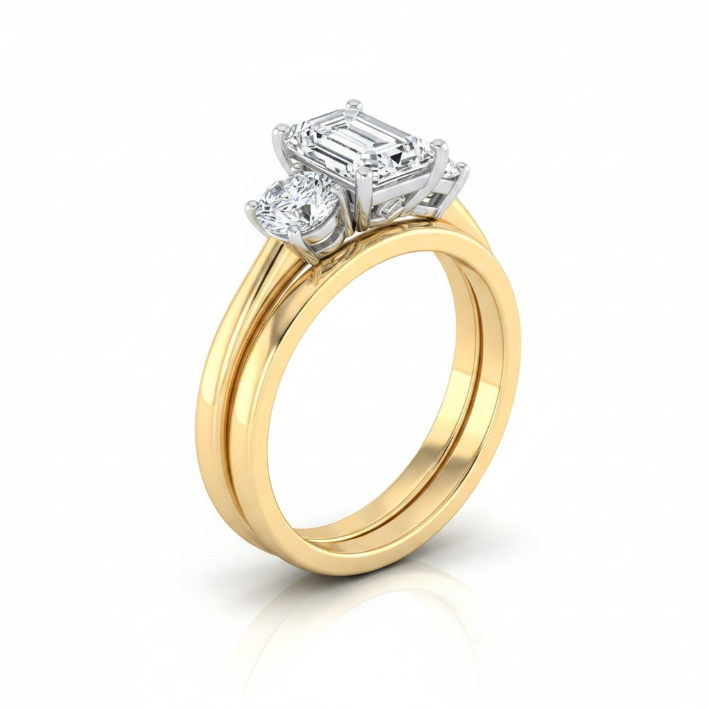 The Anita Matching Wedding Band, Emerald in 18K Yellow Gold | RockHer