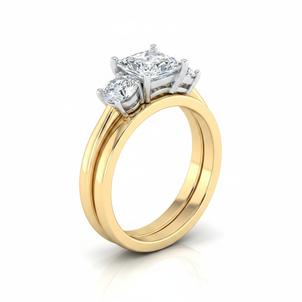 The Anita Matching Wedding Band, Princess in 18K Yellow Gold | RockHer
