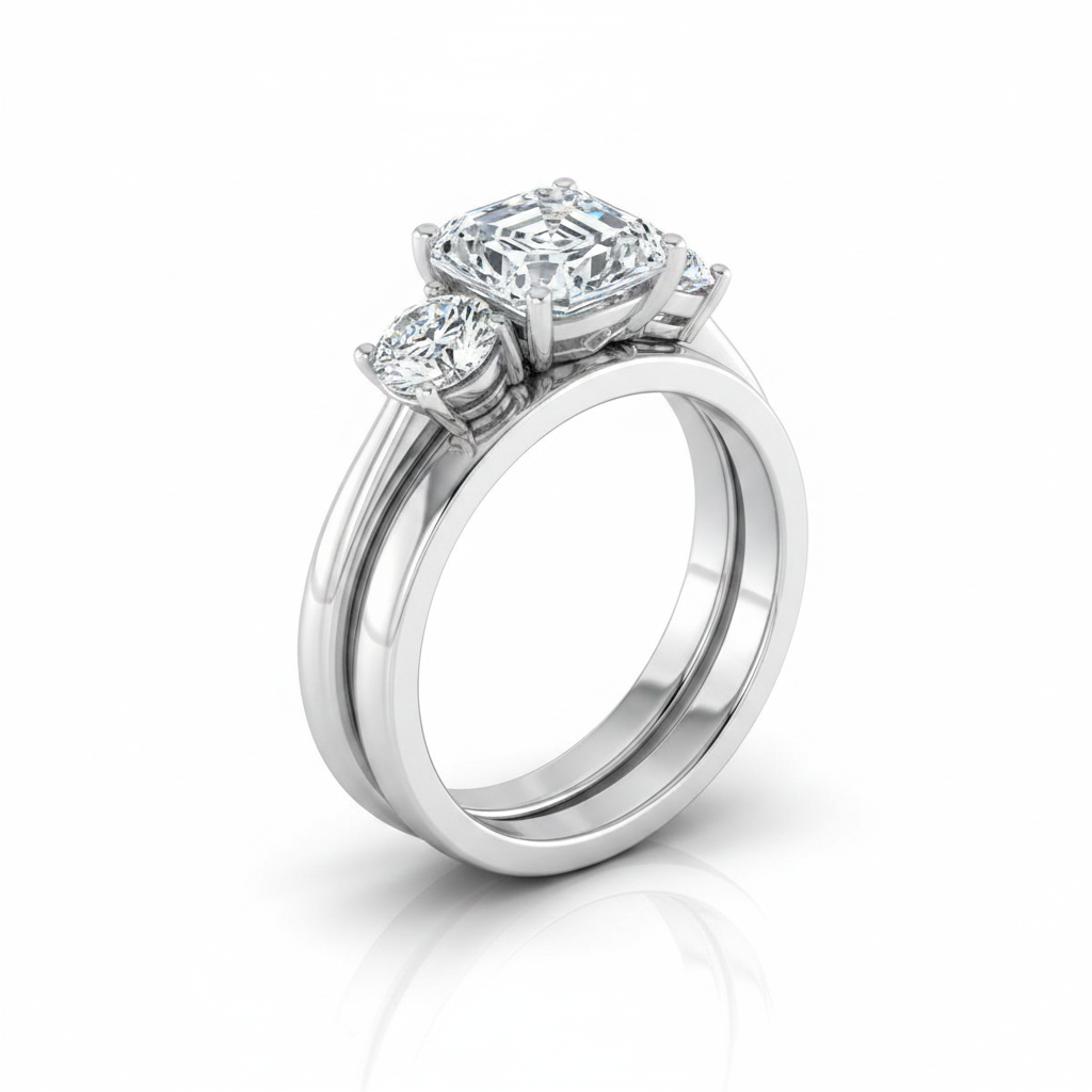 The Anita Matching Wedding Band, Asscher in Platinum | RockHer