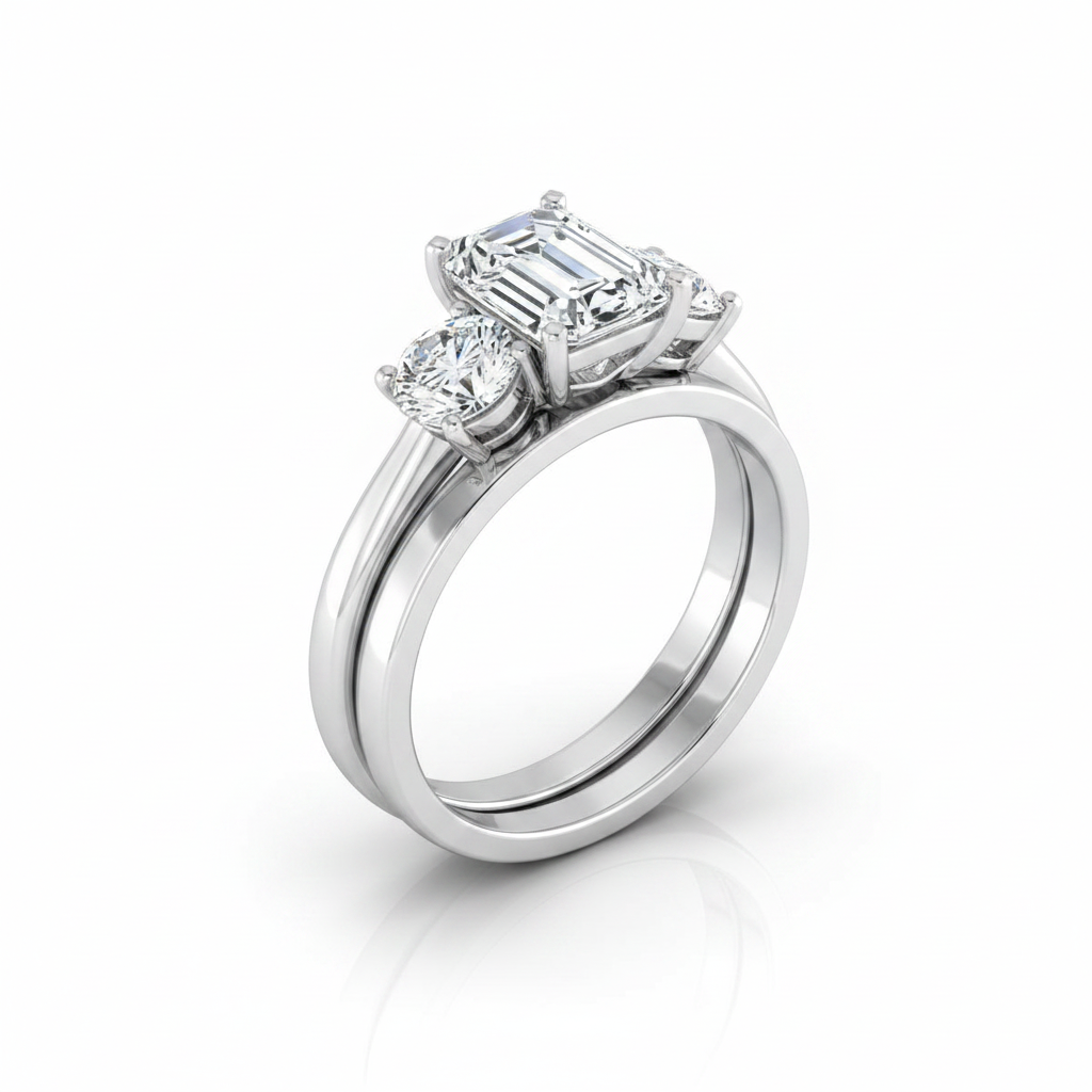 The Anita Matching Wedding Band, Emerald in Platinum | RockHer