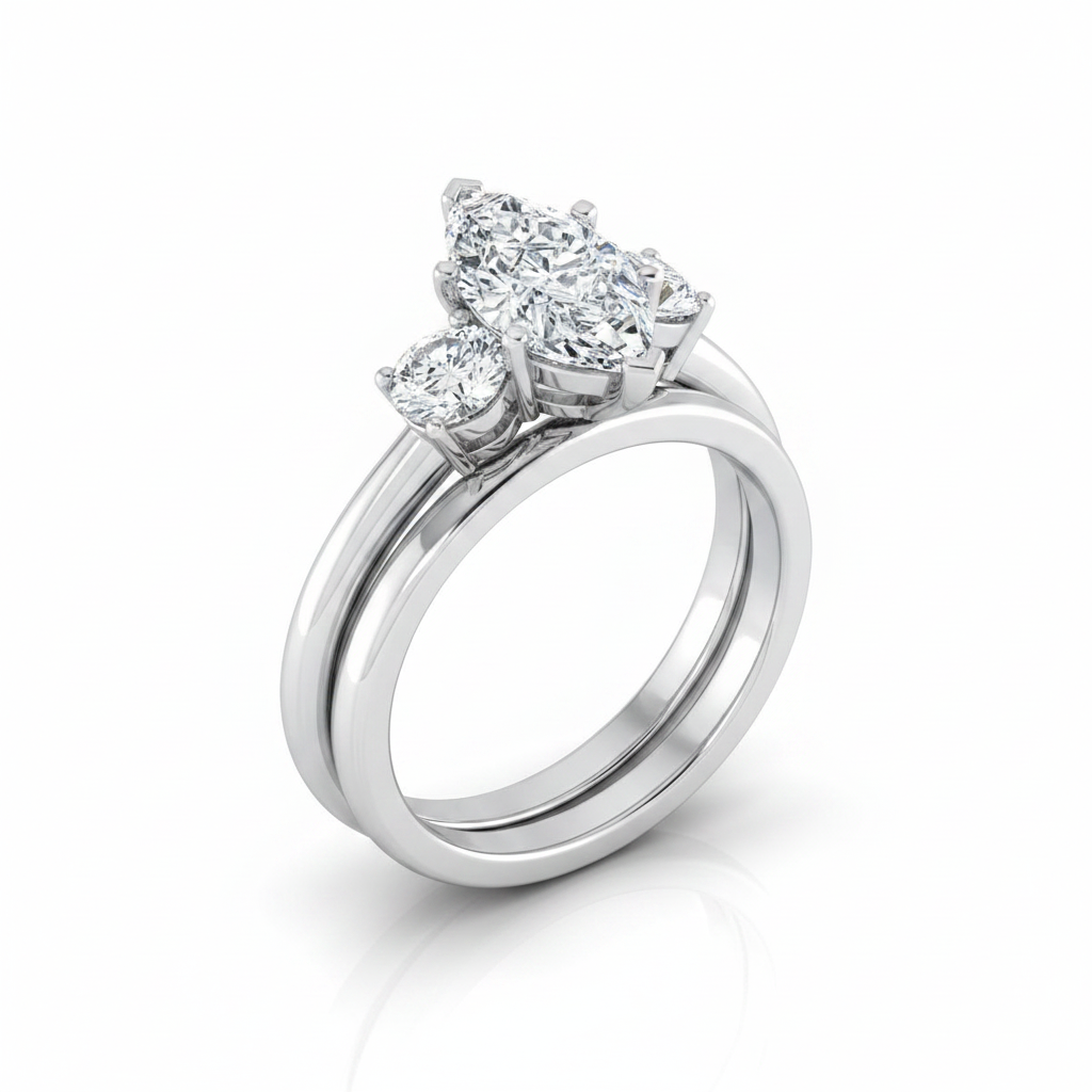 The Anita Matching Wedding Band, Marquise in Platinum | RockHer