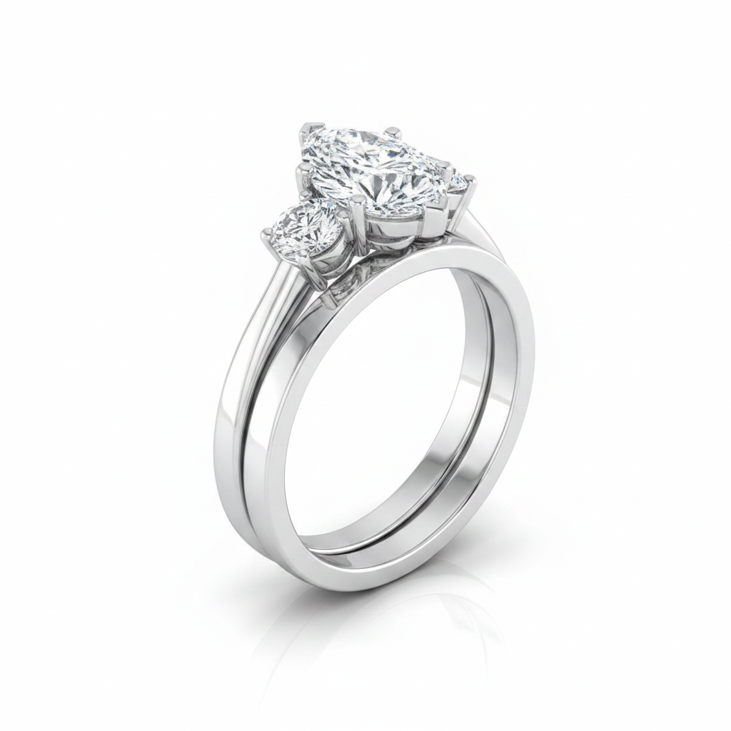 The Anita Matching Wedding Band, Pear in Platinum | RockHer