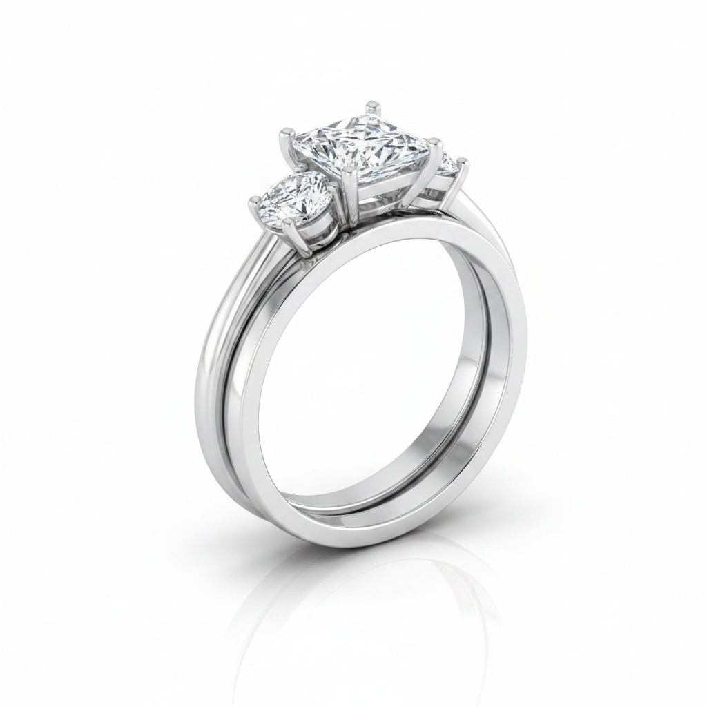 The Anita Matching Wedding Band, Princess in Platinum | RockHer