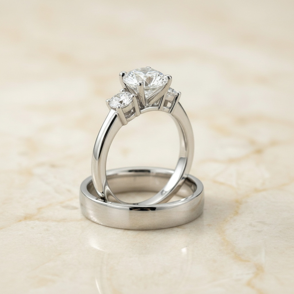 The Anita Matching Wedding Band, Round in Platinum | RockHer