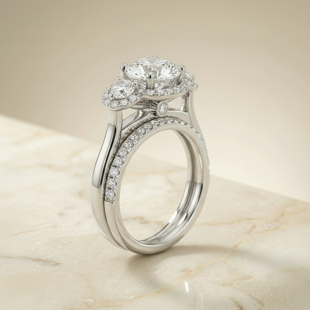 The Anna Matching Wedding Band, Round in Platinum
