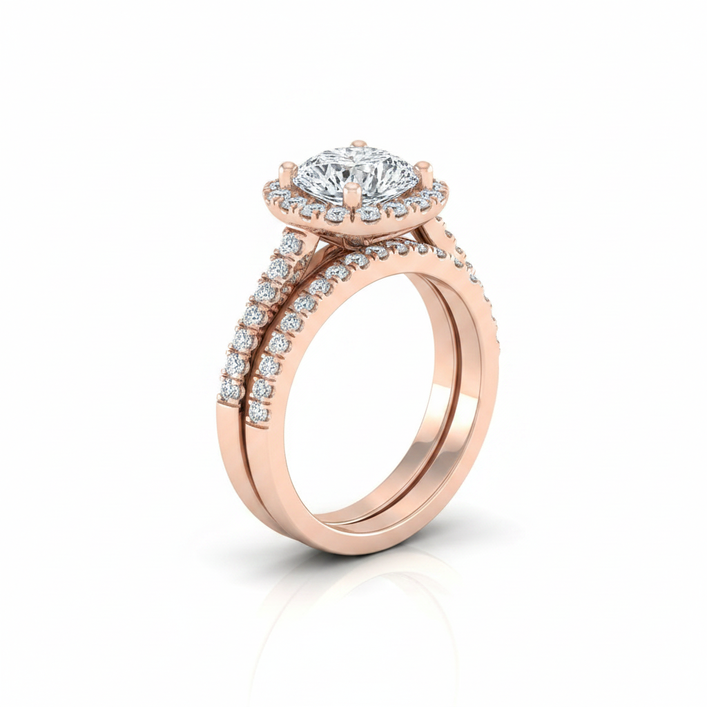 The Aretha Matching Wedding Band, Cushion in 14K Rose Gold