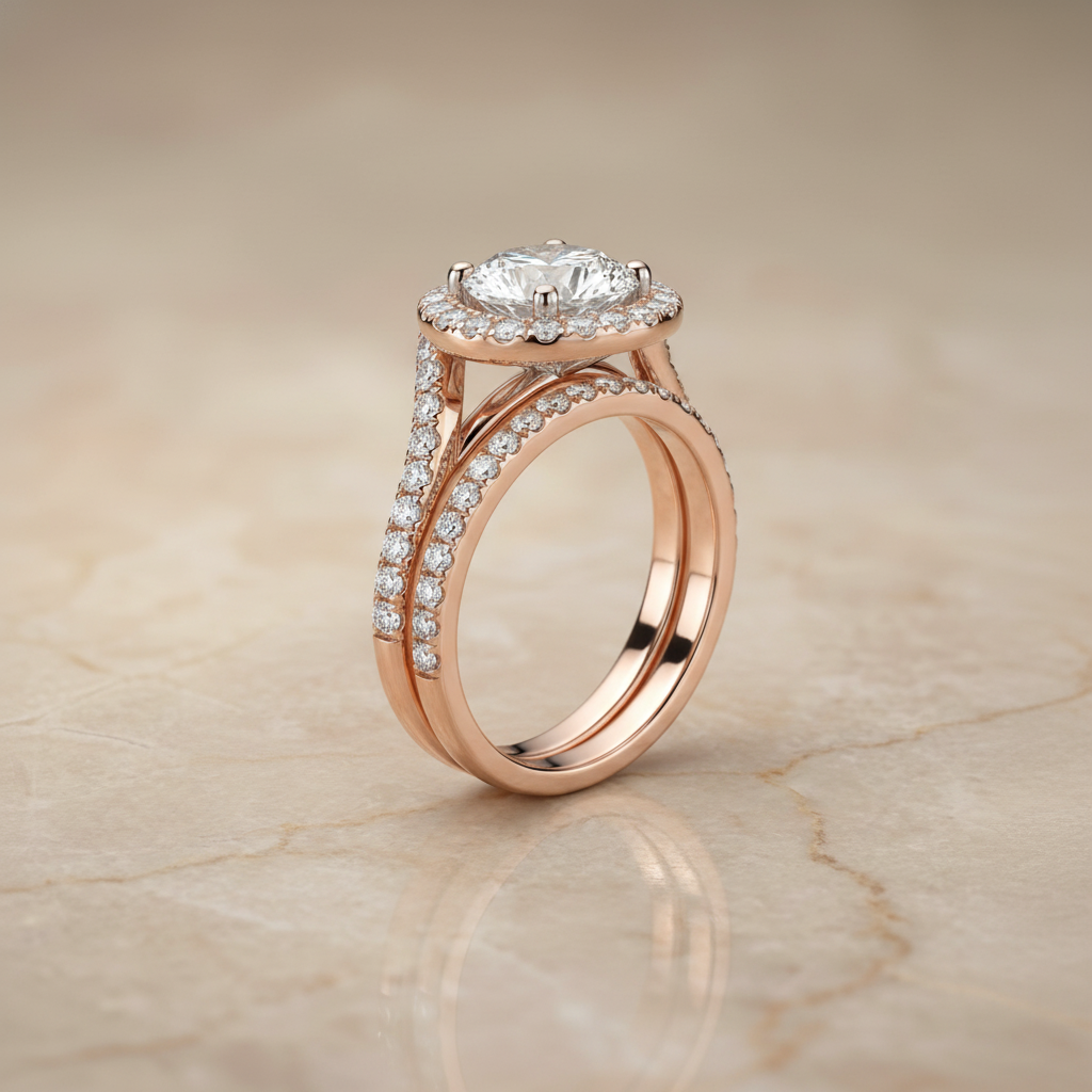 The Ariana Matching Wedding Band, Round in 14K Rose Gold