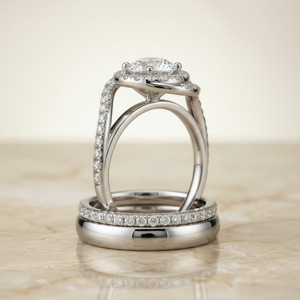 The Ariana Matching Wedding Band, Round in Platinum