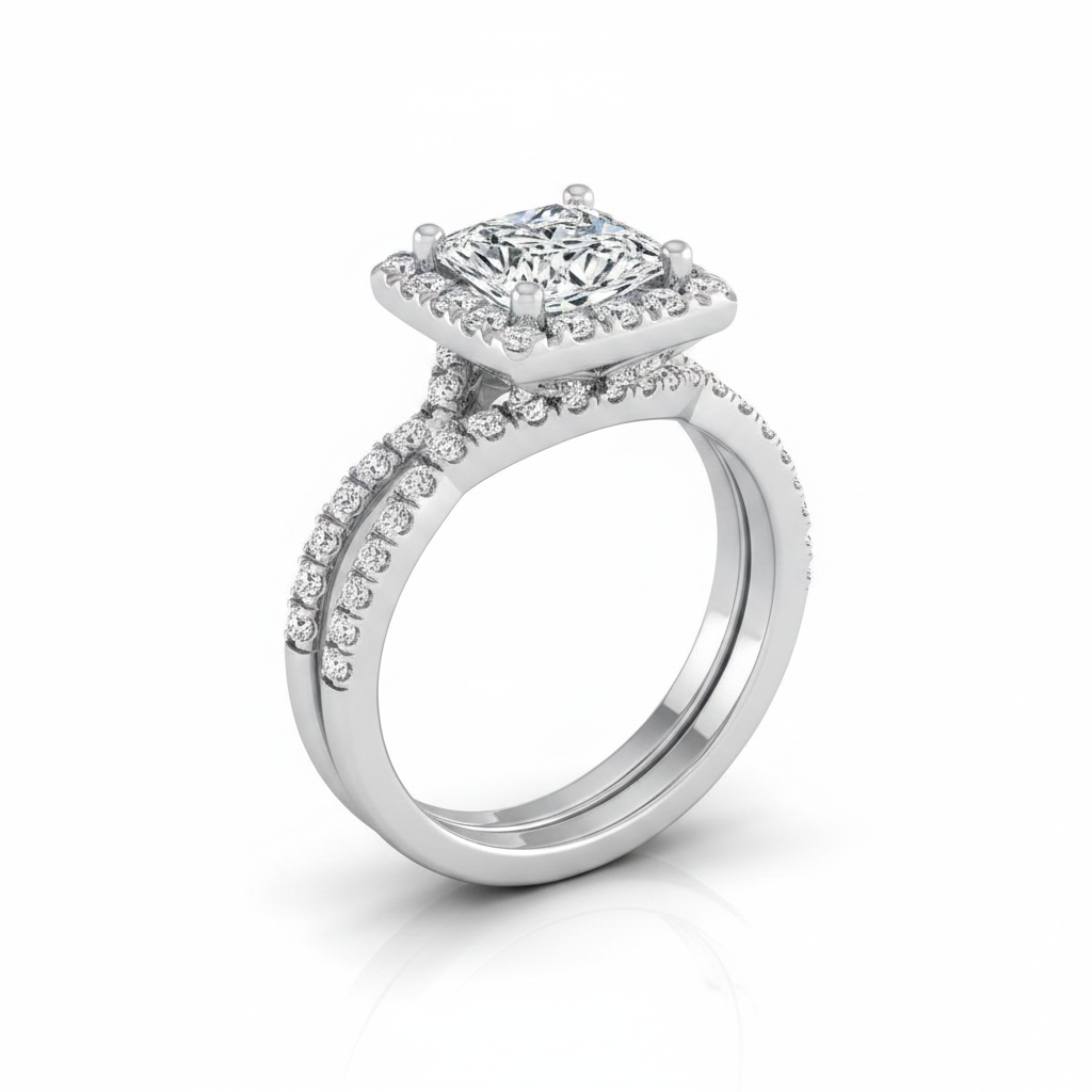 The Audra Matching Wedding Band, Princess in 18K White Gold