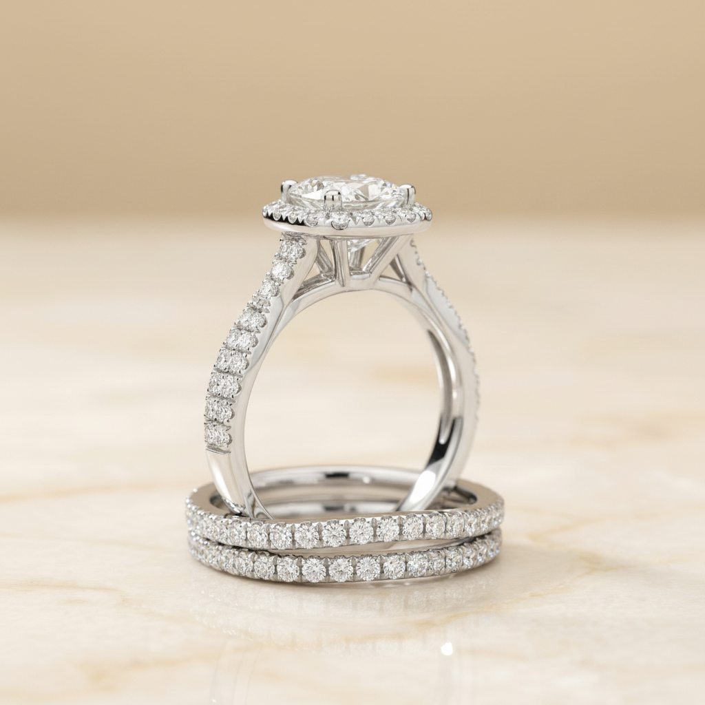 The Audra Matching Wedding Band, Cushion in Platinum