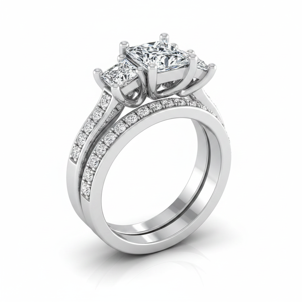 The Avery Matching Wedding Band, Princess in Platinum