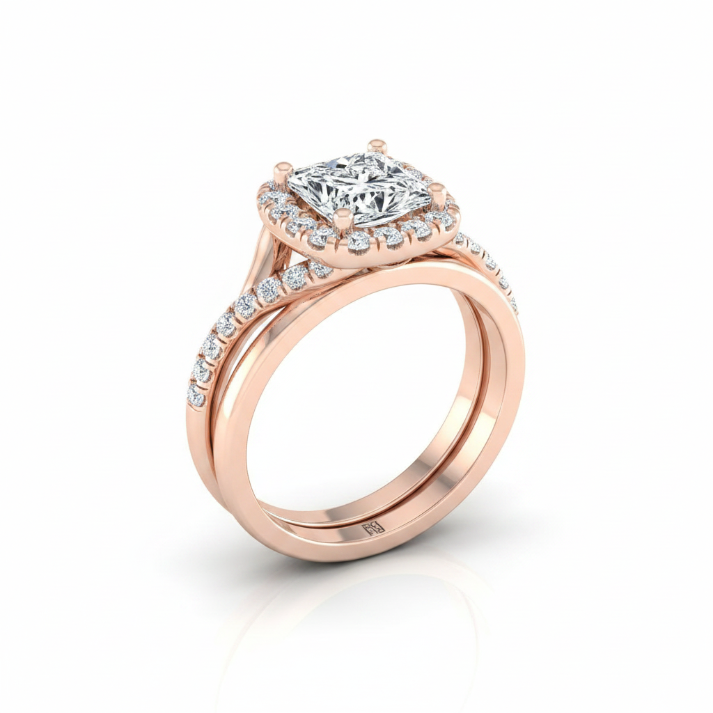 The Bell Matching Wedding Band, Princess in 14K Rose Gold
