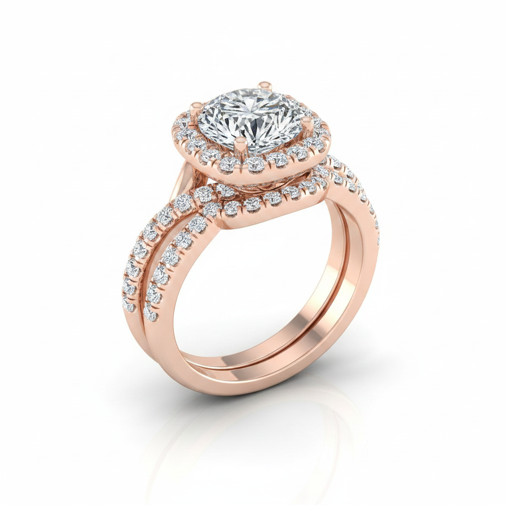 The Bell Matching Wedding Band, Round in 14K Rose Gold