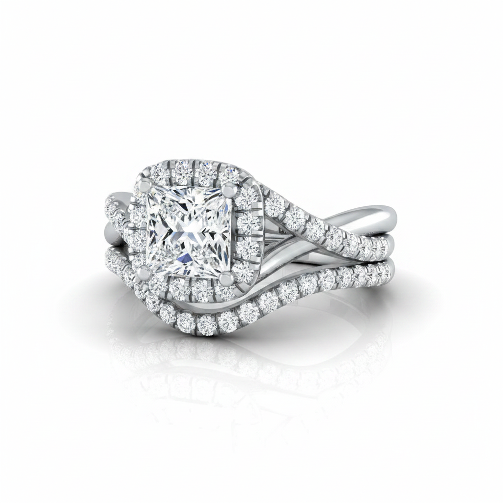 The Bell Matching Wedding Band, Princess in 18K White Gold