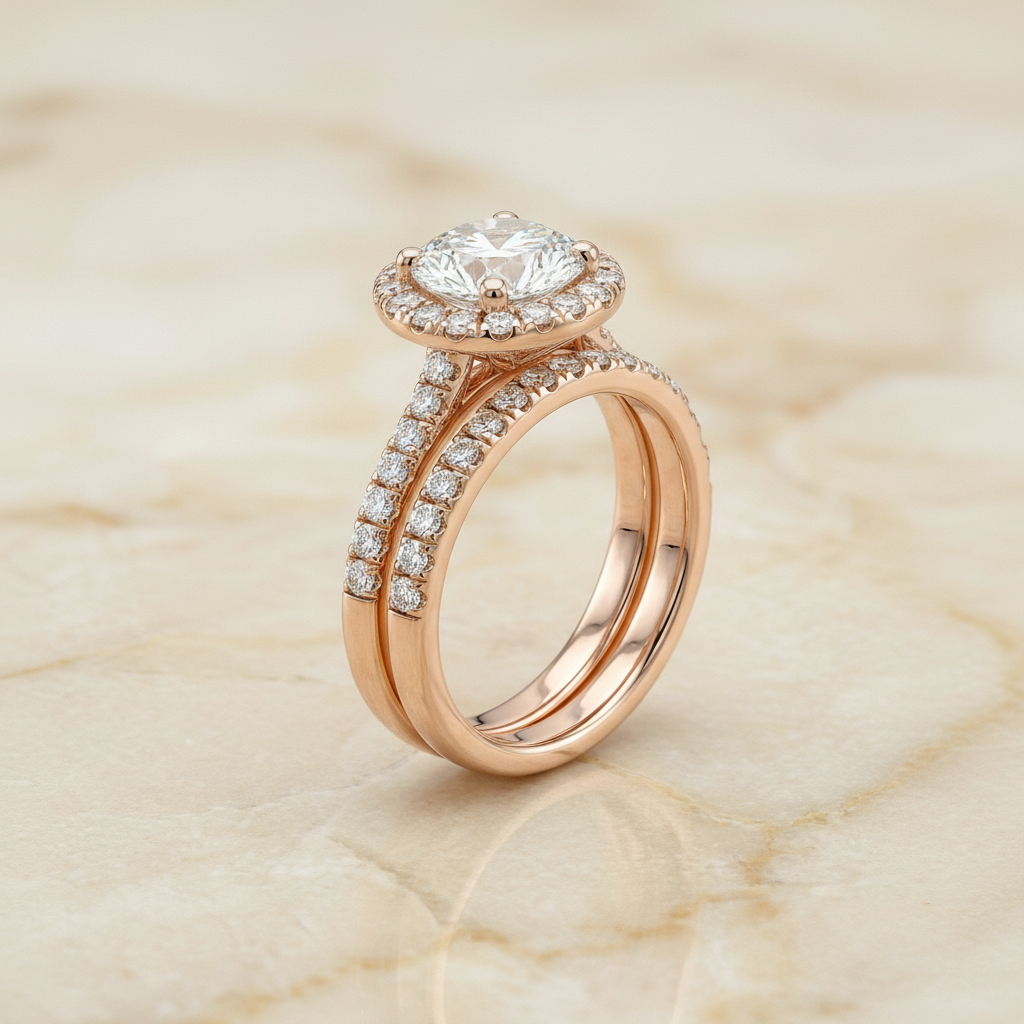 The Bianca Matching Wedding Band, Round in 14K Rose Gold | RockHer